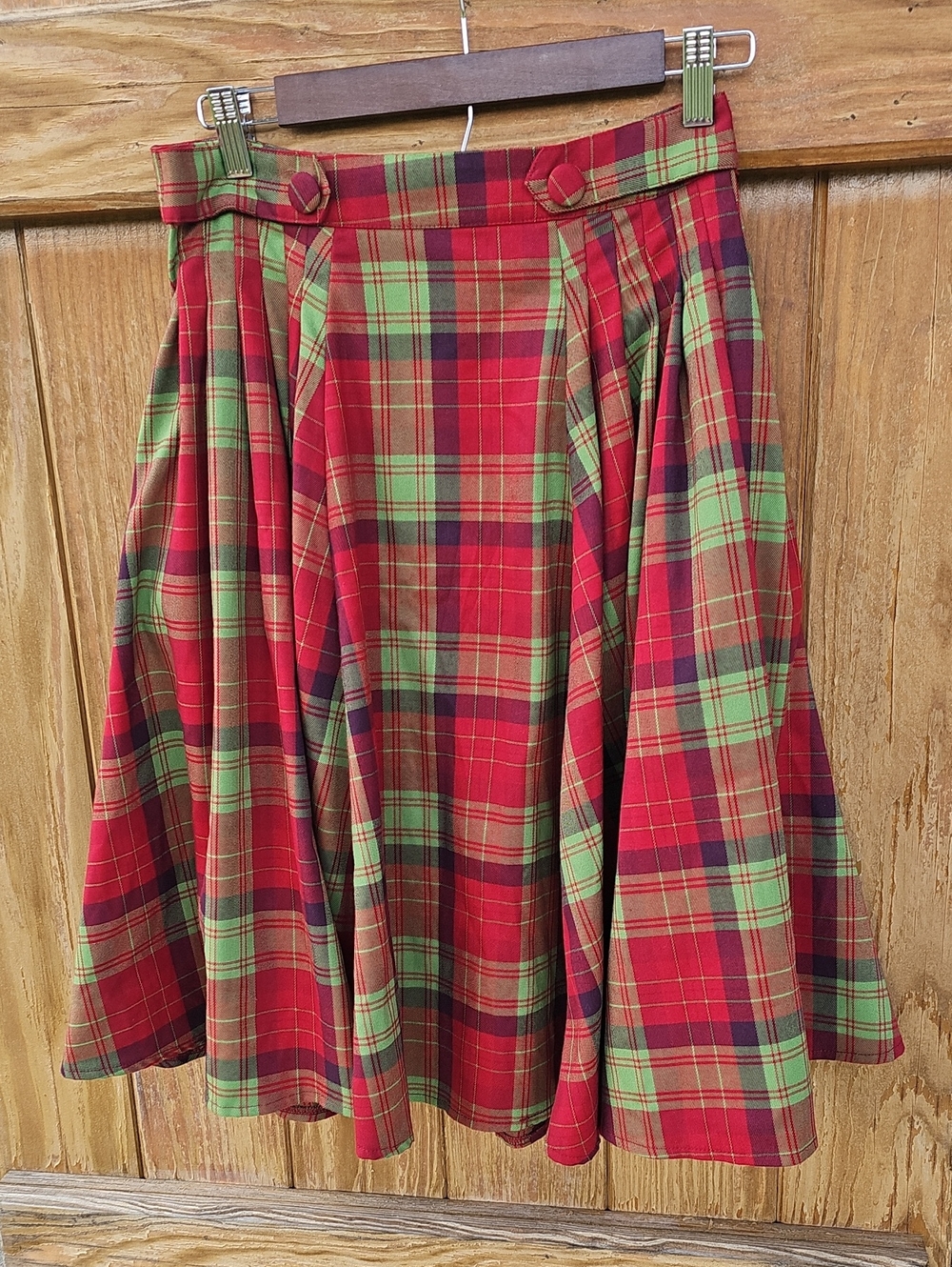 Voodoo Vixen Red & Green Plaid Circle Skirt